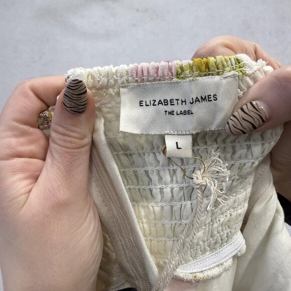 Elizabeth James The Label Annalisa Dress Womens Large White Floral Maxi Sundress - Picture 2 of 11